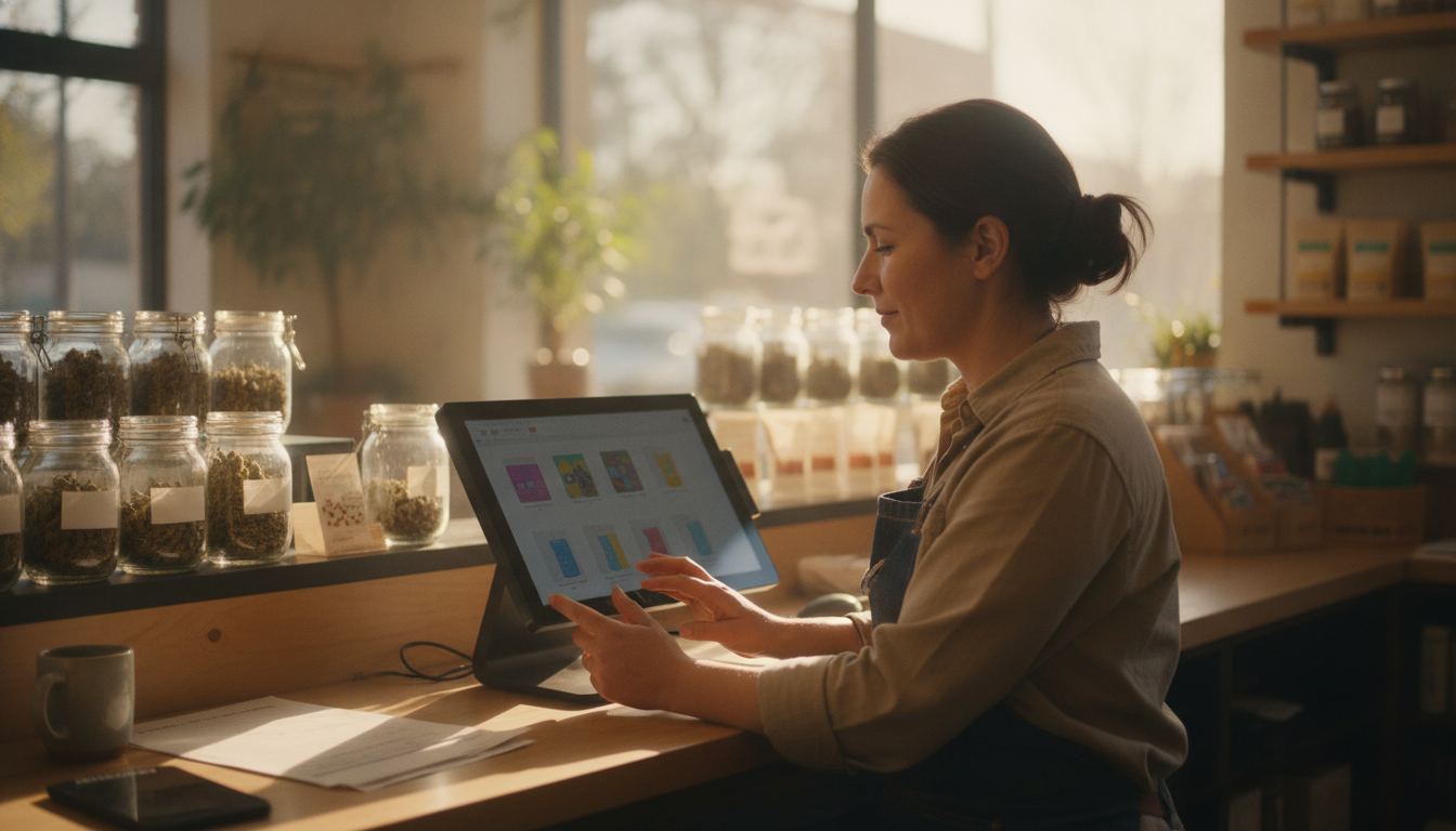 A dispensary operator evaluating a Cova point-of-sale system
